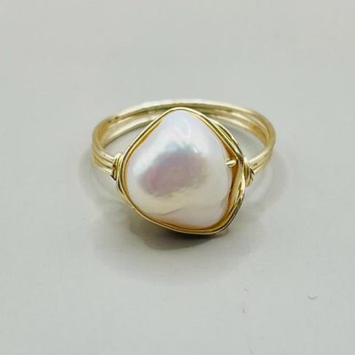 Anillo Perla Natural/Chapa