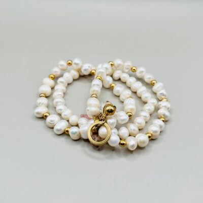 Pulsera Perla Natural /Dijes Chapa