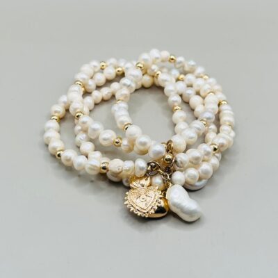 Pulsera Perla Natural/Chapa