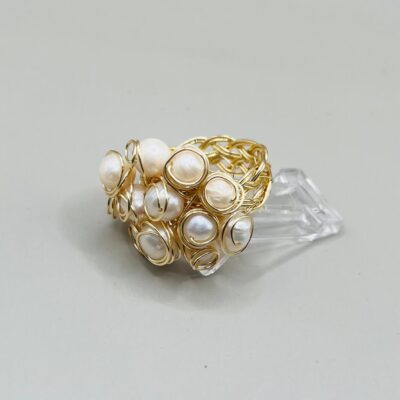 Anillo De Perla Natural/Chapa