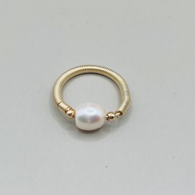 Anillo De Perla Natural/Chapa