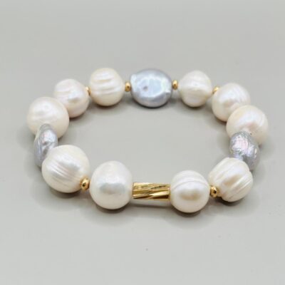 Pulsera Perla Natural /Dije Tubo