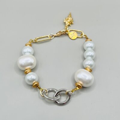 Pulsera Perla Natural/Dije Chapa