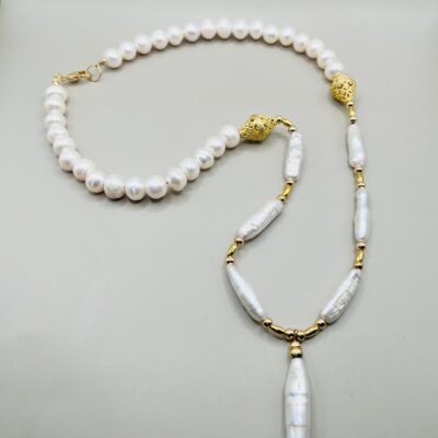 Collar Perlas Naturales/Chapa