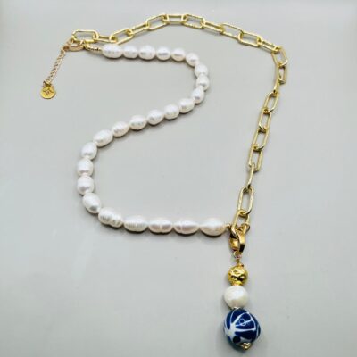 Collar Perlas Naturales Talavera/Chapa