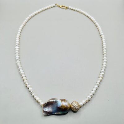 Collar Perlas Naturales/Chapa