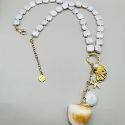 Collar De Perlas Naturales/Chapa